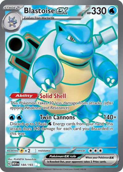 Blastoise ex - 184/165 card art