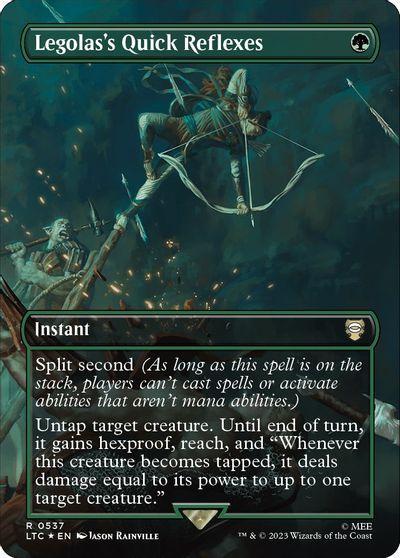 Legolas's Quick Reflexes (Borderless) (Surge Foil) card art