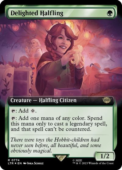 Delighted Halfling (Extended Art) (Surge Foil) card art