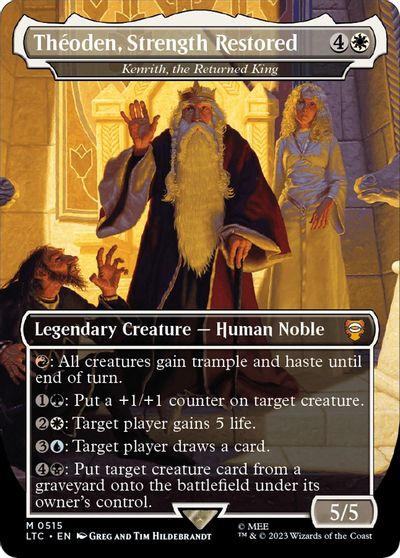 Theoden, Strength Restored - Kenrith, the Returned King (Borderless) card art