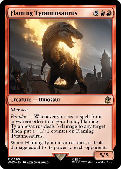 Flaming Tyrannosaurus (Surge Foil) card art