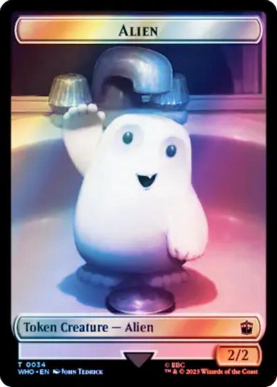Alien // Dinosaur Double-Sided Token (Surge Foil) card art