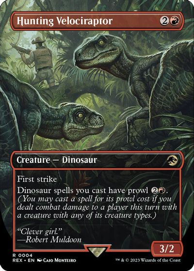Hunting Velociraptor (Borderless) card art