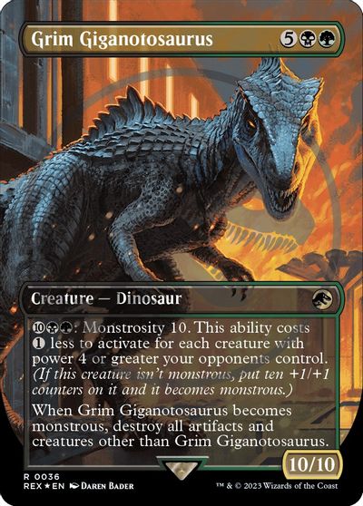 Grim Giganotosaurus (Borderless) (Emblem) card art