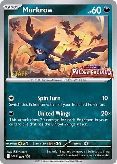 Murkrow - 021 (Prerelease) [Staff] card art