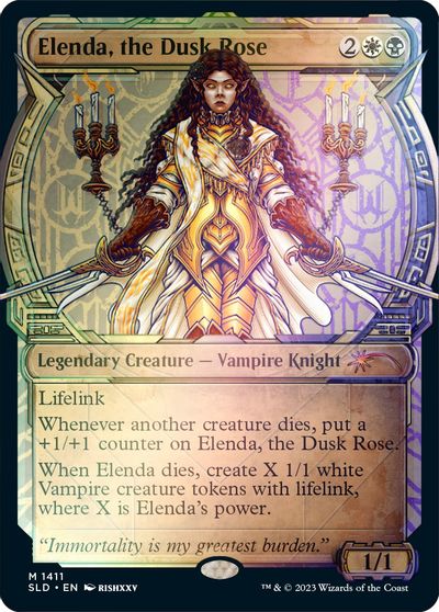 Elenda, the Dusk Rose (Rainbow Foil) card art