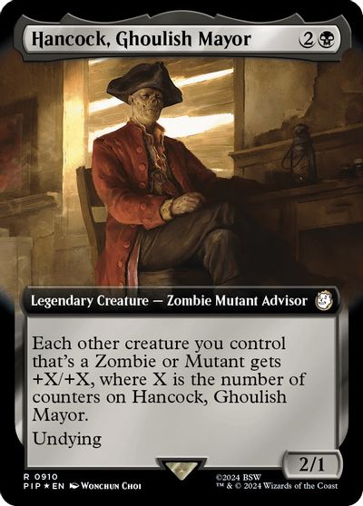 Hancock, Ghoulish Mayor (Extended Art) (Surge Foil) card art