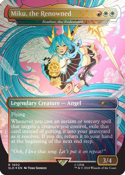 Miku, the Renowned - Feather, the Redeemed (Rainbow Foil) card art