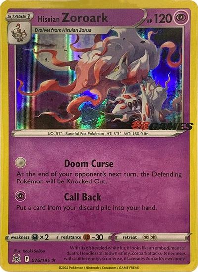 Hisuian Zoroark - 076/196 (EB Games Exclusive) card art
