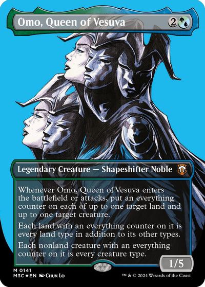 Omo, Queen of Vesuva (Borderless) (Ripple Foil) card art
