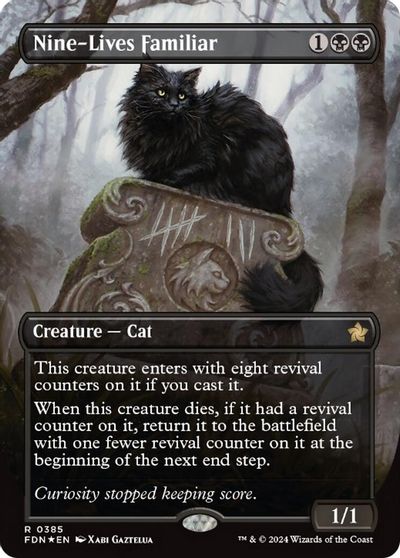 Nine-Lives Familiar (Borderless) (Mana Foil) card art