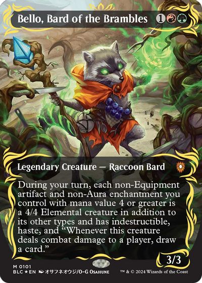 Bello, Bard of the Brambles (Borderless) (Raised Foil) card art