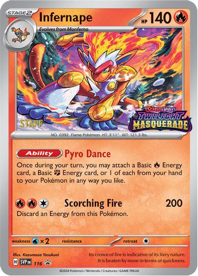 Infernape - 116 (Prerelease) [Staff] card art