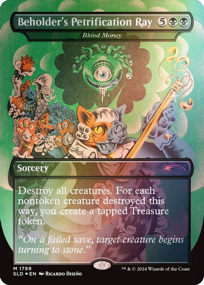 Beholder's Petrification Ray - Blood Money (Rainbow Foil) card art