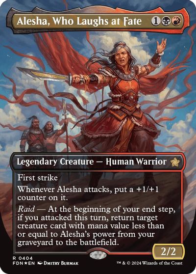 Alesha, Who Laughs at Fate (Borderless) (Mana Foil) card art