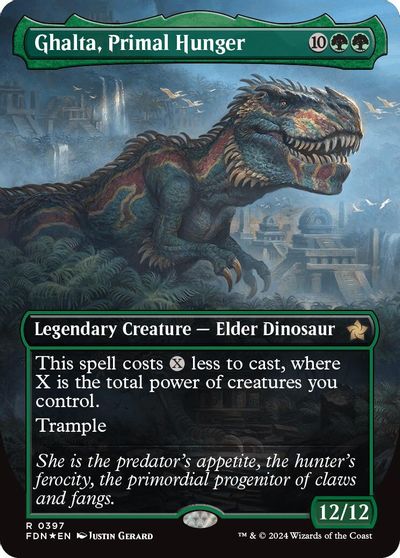 Ghalta, Primal Hunger (Borderless) (Mana Foil) card art