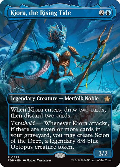 Kiora, the Rising Tide (Borderless) (Mana Foil) card art