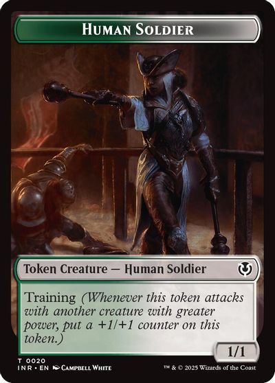 Human Soldier (0020) // Emblem - Tamiyo, Field Researcher Double-Sided Token card art