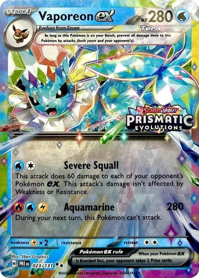 Vaporeon ex - 023/131 (Prismatic Evolutions Stamp) card art