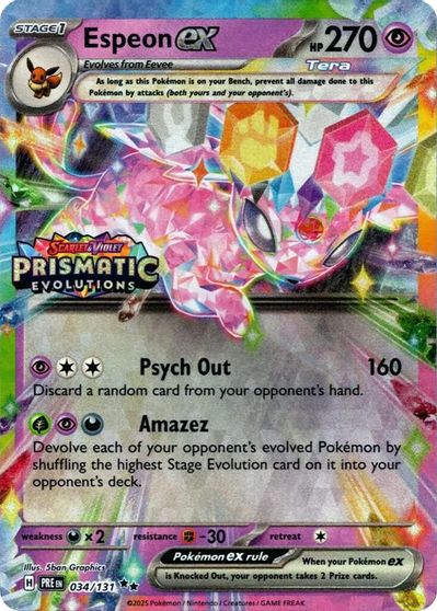 Espeon ex - 034/131 (Prismatic Evolutions Stamp) card art