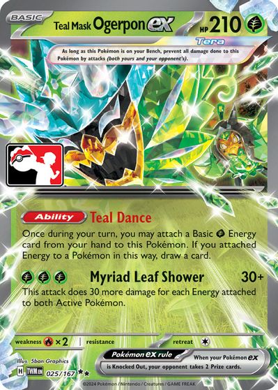Teal Mask Ogerpon ex - 025/167 (Prize Pack Series 6) card art