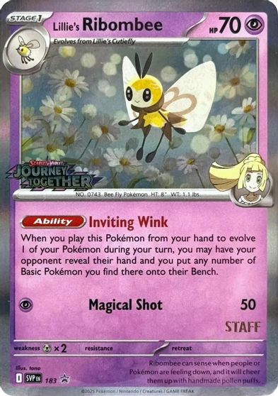 Lillie's Ribombee - 183 (Prerelease) [Staff] card art