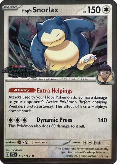 Hop's Snorlax - 117/159 (Cosmos Holo) card art