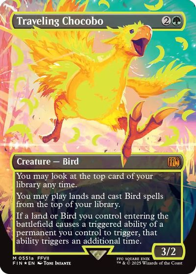 Traveling Chocobo (Borderless) (Neon Ink Yellow) card art