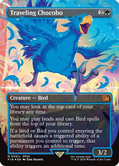 Traveling Chocobo (Borderless) (Neon Ink Blue) card art