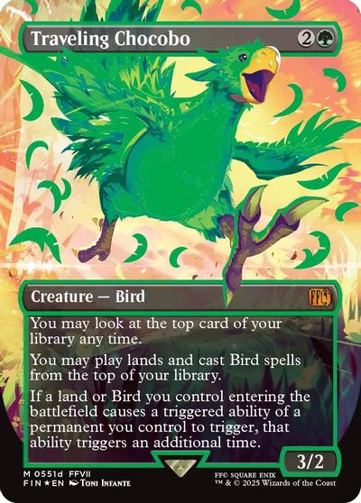 Traveling Chocobo (Borderless) (Neon Ink Green) card art