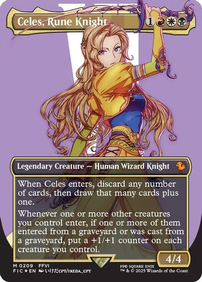 Celes, Rune Knight (Borderless) (Surge Foil) card art