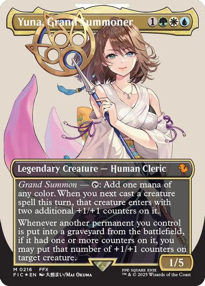 Yuna, Grand Summoner (Borderless) (Surge Foil) card art