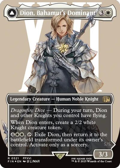 Dion, Bahamut's Dominant (Borderless) (Surge Foil) card art