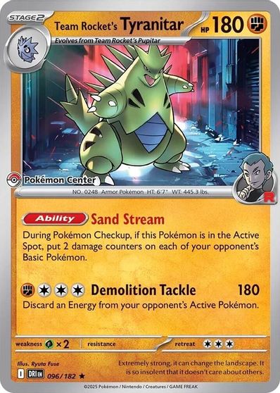 Team Rocket's Tyranitar (Pokemon Center Exclusive) card art