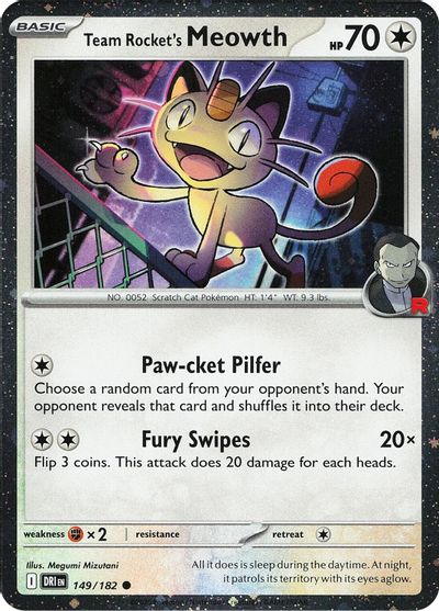 Team Rocket's Meowth (Cosmos Holo) card art