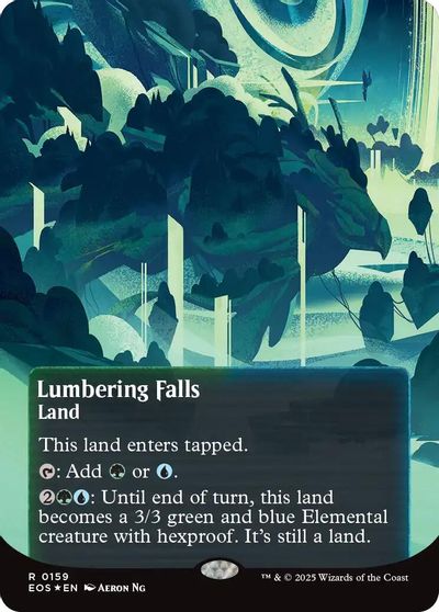 Lumbering Falls (0159) (Borderless) (Galaxy Foil) card art
