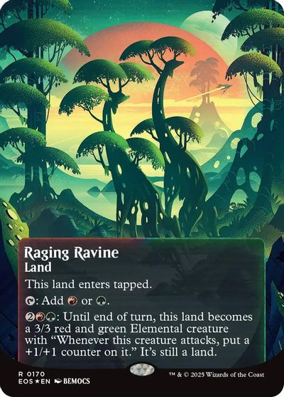 Raging Ravine (0170) (Borderless) (Galaxy Foil) card art