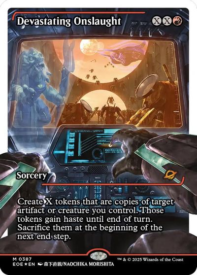 Devastating Onslaught (0387) (Showcase) (Fracture Foil) card art
