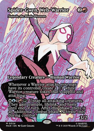Spider-Gwen, Web-Warrior - Najeela, the Blade-Blossom (Borderless) card art