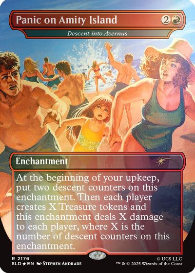 Panic on Amity Island - Descent into Avernus (Rainbow Foil) card art