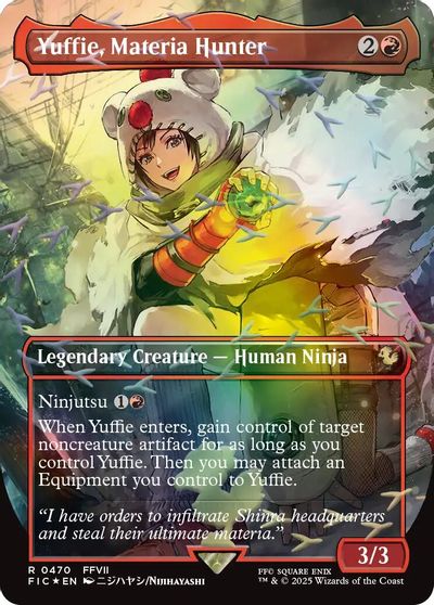 Yuffie, Materia Hunter (Borderless) (Chocobo Track Foil) card art