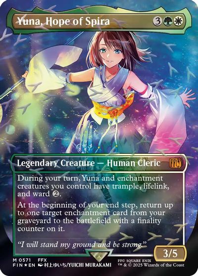 Yuna, Hope of Spira (Borderless) (Chocobo Track Foil) card art