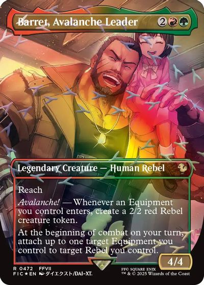 Barret, Avalanche Leader (Borderless) (Chocobo Track Foil) card art