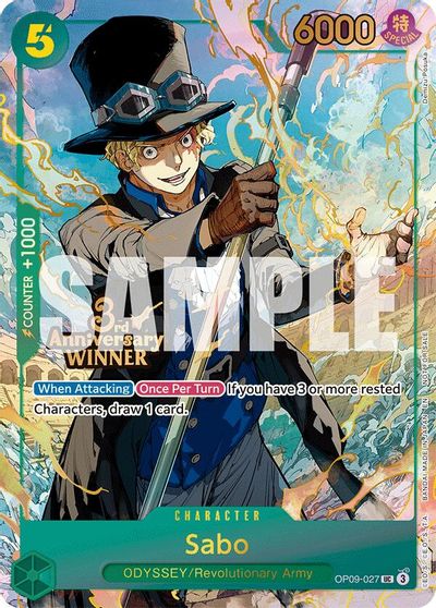 Sabo - OP09-027 (3rd Anniversary Winner) card art