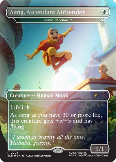 Aang, Ascendant Airbender - Serra Ascendant (Rainbow Foil) card art