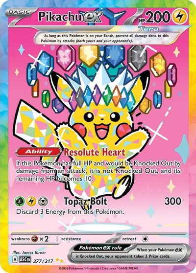 Pikachu ex - 277/217 card art