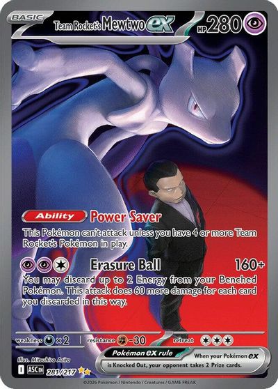 Team Rocket's Mewtwo ex - 281/217 card art