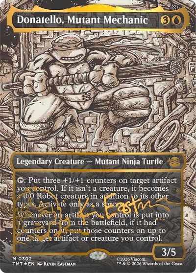 Donatello, Mutant Mechanic (Borderless) (Gold-Stamped Signature) card art