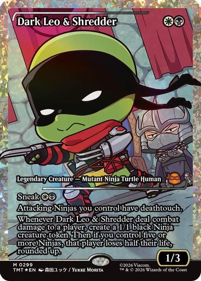Dark Leo & Shredder (Showcase) (Fracture Foil) card art
