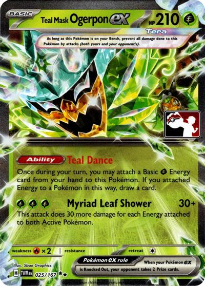 Teal Mask Ogerpon ex - 025/167 (Prize Pack Series 7) card art